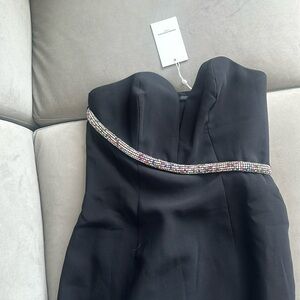 Amanda Uprichard black strapless dress with slit NWT